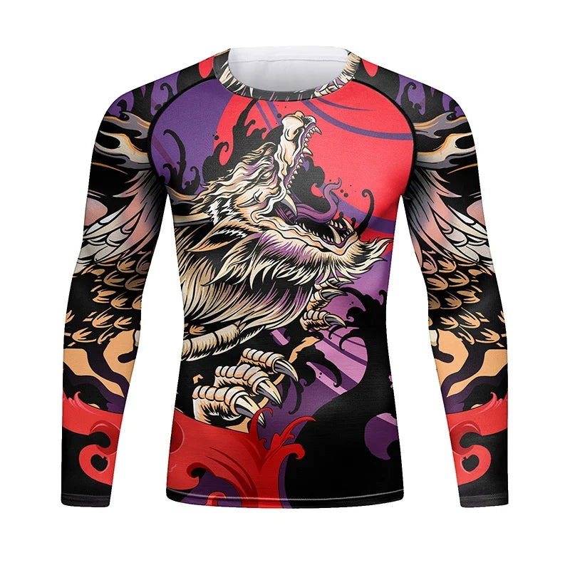Cody Lundin Men's MMA BJJ Rashguard Brazilian Jiu-Jitsu No Gi Grey Compression Gym Shirts Westling Martial Art Training T Shirt