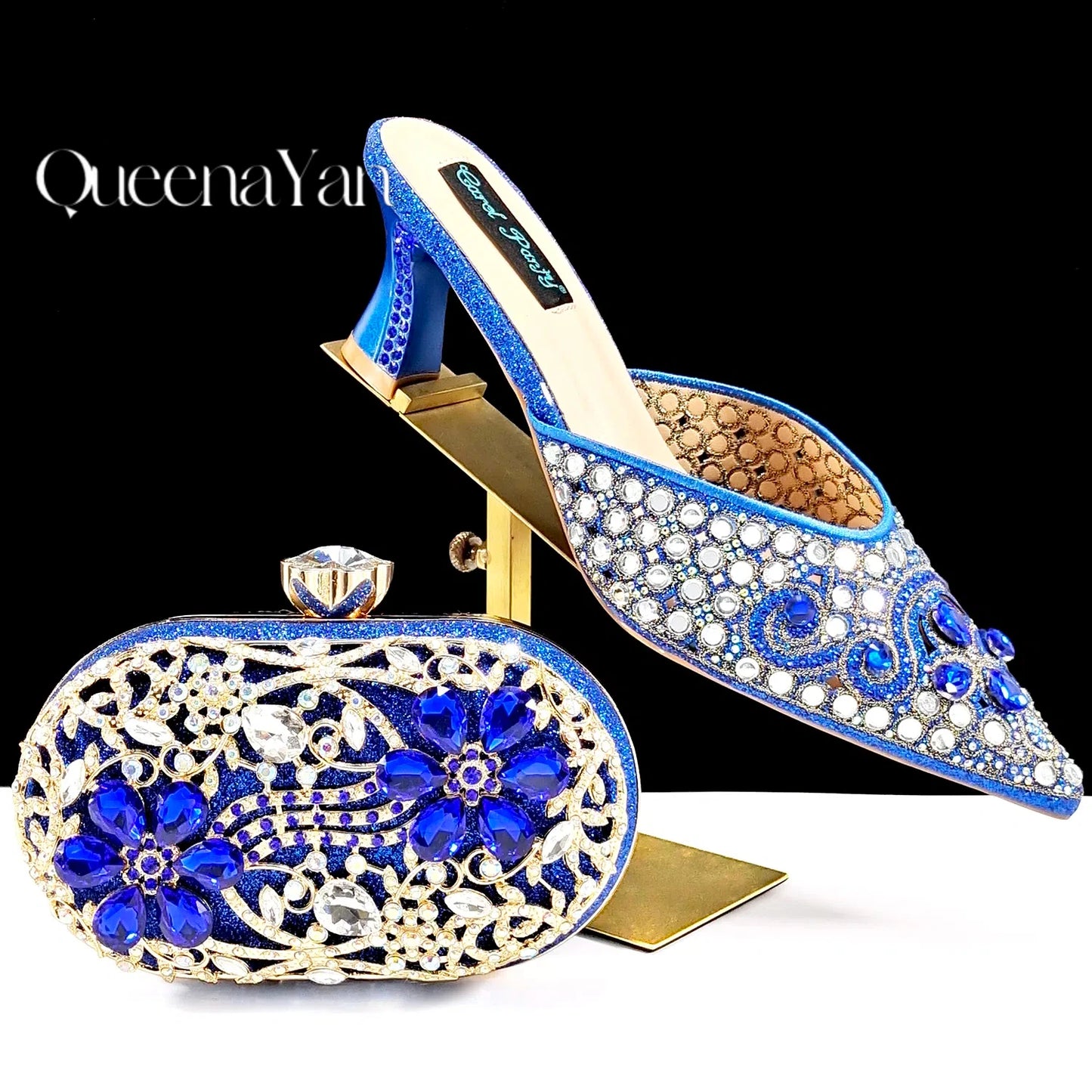 Luxury Pink Rhinestone Party Shoes and Clutch for Women- Elegant Crystal Heels with Matching Evening Bag