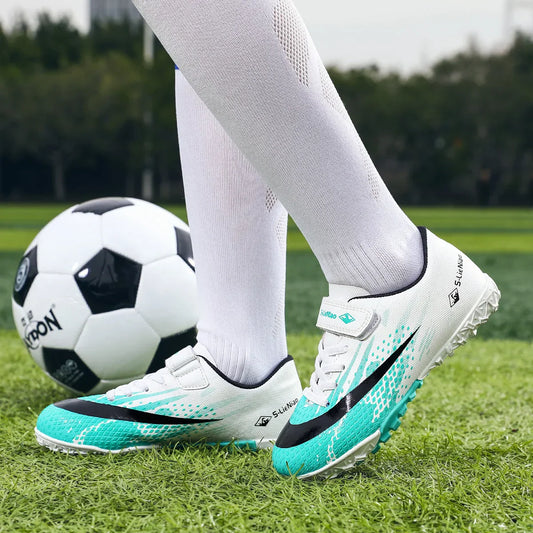 Kids TF Turf Soccer Shoes Child Outdoor Athletic Training Sports Footwear Pink Black Green 3 Colors Available for Boys Girls