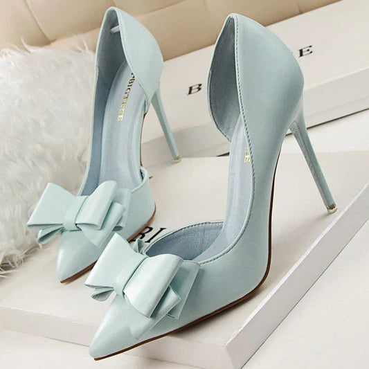 Shoes Bow-knot Woman Pumps Stiletto 10.5 Cm Women Basic Pump Pointed Toe Classic Pumps Sexy High Heels Women Shoes 2026