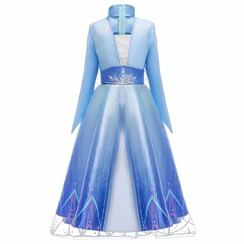 2025 Girls Dress Elsa 2 Kids Princess Cosplay Costume Fancy Children Gowns Vestidos Snow Queen Girl Carnival Costume