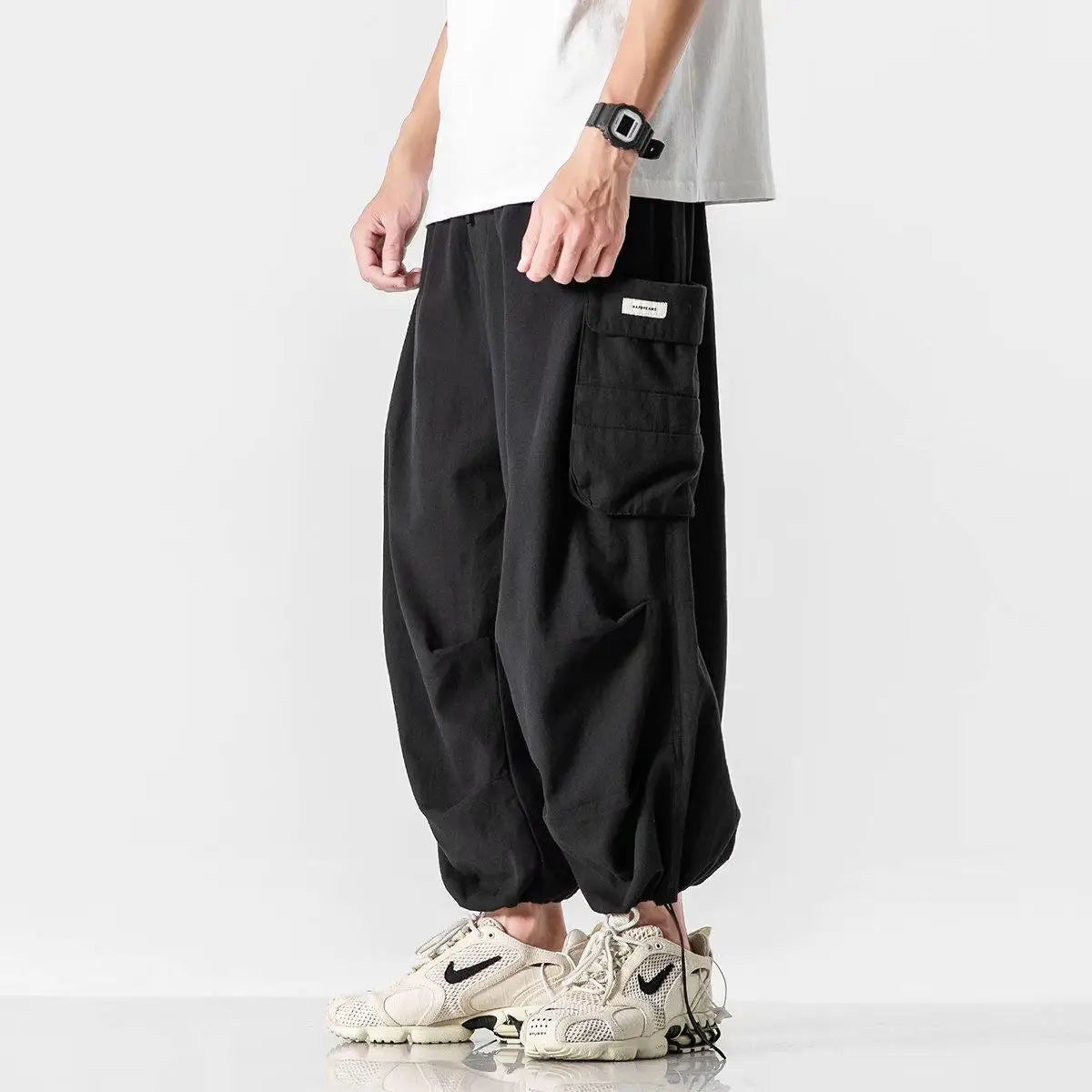 Y2k Baggy Cargo Pants 100% Cotton Joggers Streetwear Old Money Casual Harem Long Trousers Men Wide Leg Oversize
