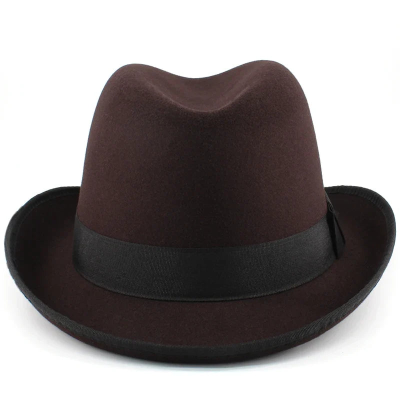 Men Women Wool Classical Homburg Hats Bowtie Band Fedora Caps Trilby Sunhat Jazz Winter Warm Adjustable Size M-L 7 1/8-7 3/8