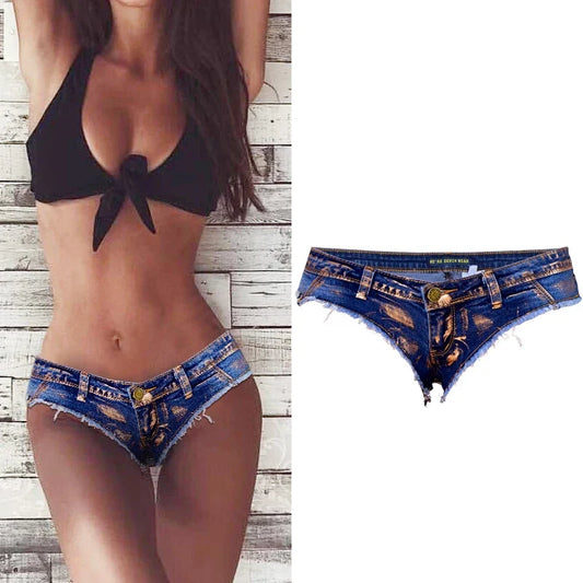 Sexy Stretch Micro Shorts Jeans Women Booty Erotic Night Club Skinny Super Mini Denim Trousers Twerking Outfits Summer Clubwear