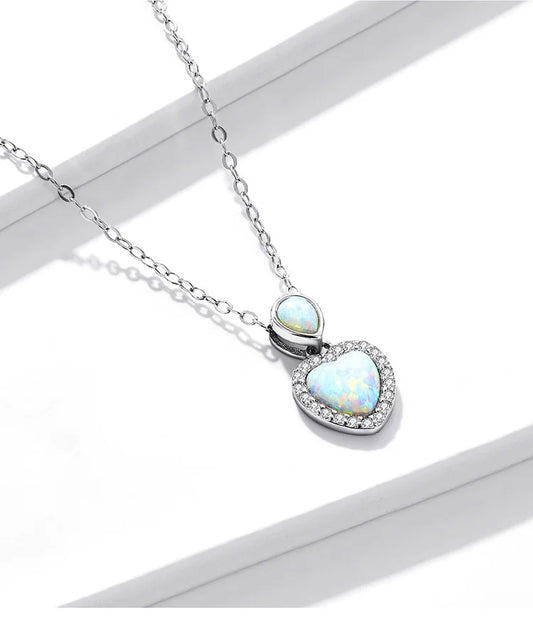 Genuine 100% 925 Sterling Silver Shining CZ Choker Necklace Heart-Shaped Pendant Chain Necklace for Women Fine Jewelry