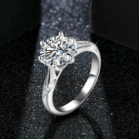 Bague en argent sterling 925, 1, 2 ou 3 carats, style classique, diamant moissanite, bague de mariage, de fête, d'anniversaire, pour femmes, bijoux fins