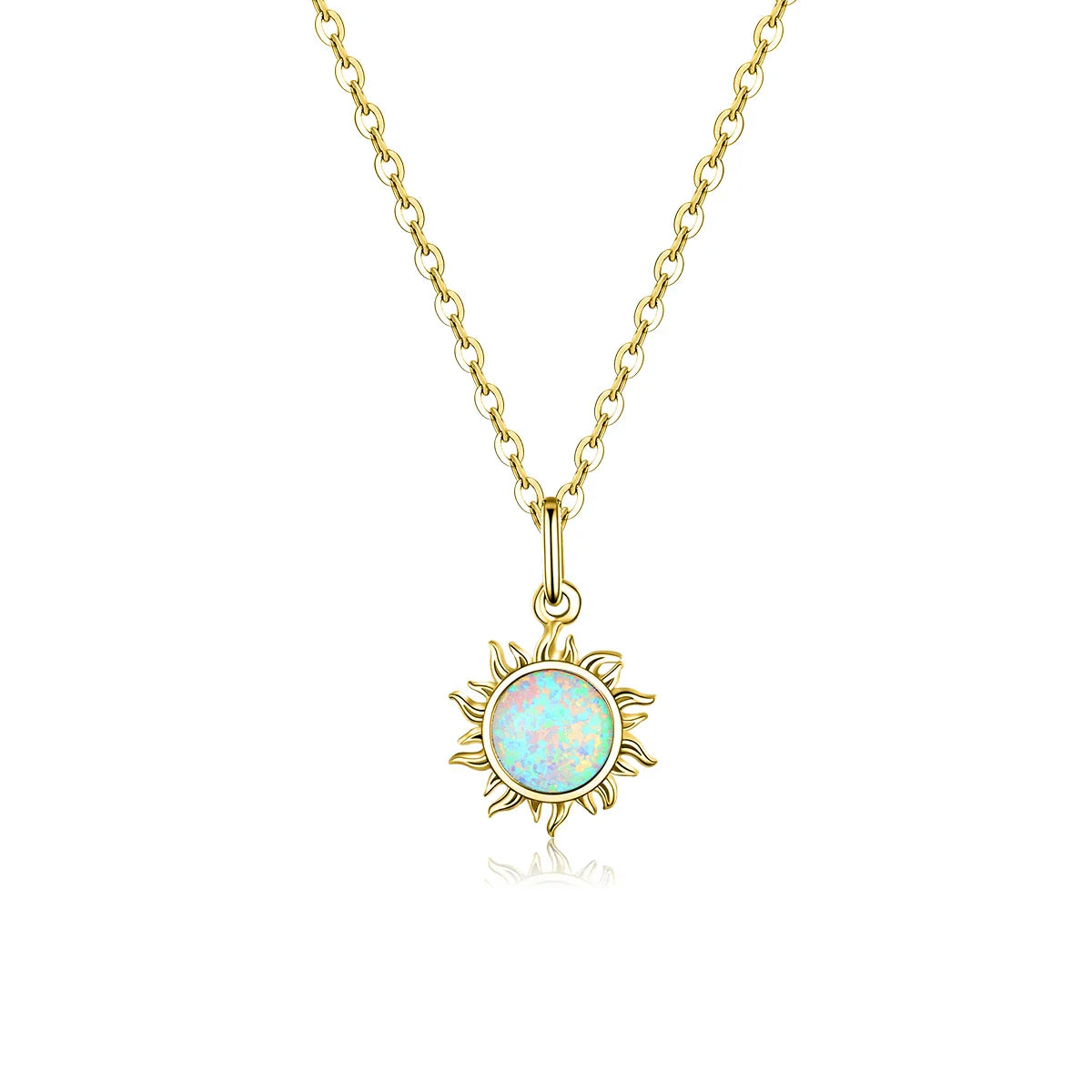 925 Sterling Silver White Opal Sun Pendant Necklace Apollo Chain Necklaces for Women Birthday Gift Jewelry