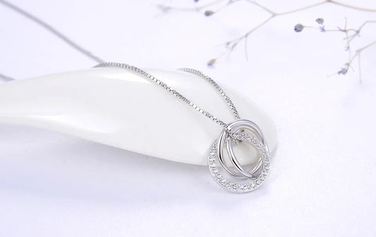 Trendy Simple Necklace 925 Sterling Silver Women Necklaces With 3 Big Circle AAAA Zircon Jewelry Wedding Gift OSN175