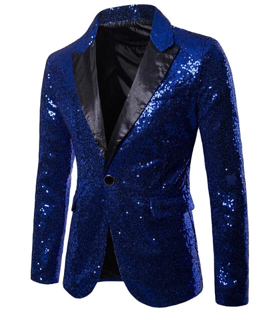 Men Glitters Suit Jackets Sequins Party Button Dance Bling Coats Wedding Party Men Blazer Gentleman Formal Suit Plus Size 2XL