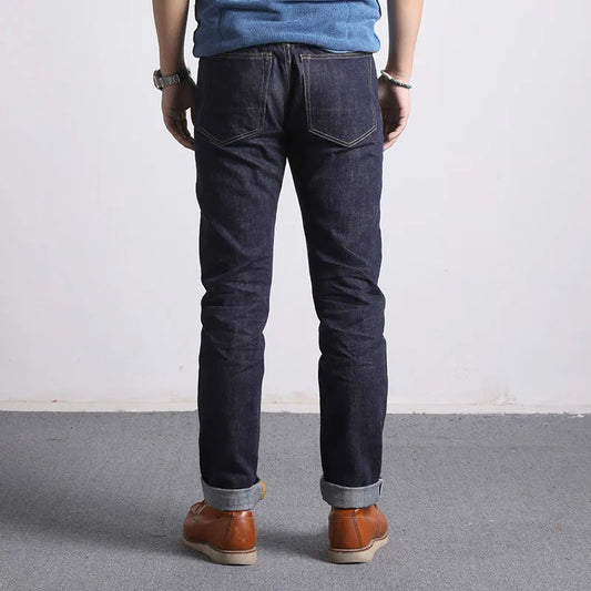 Raw Denim Jeans 16oz Heavy Weight Indigo Selvage One Washed Sanforized Zipper Pants
