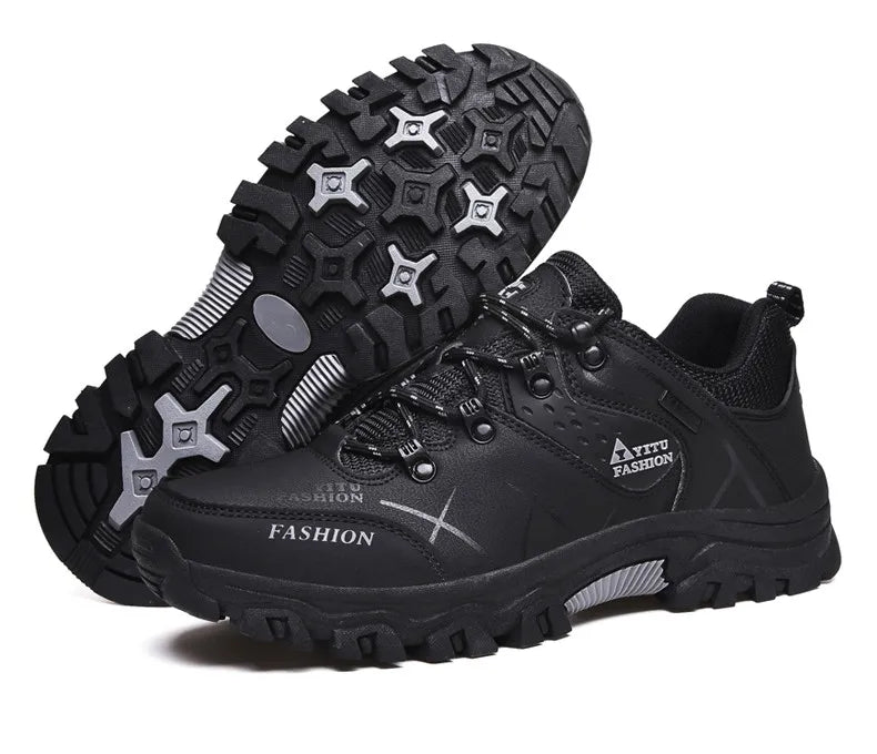 Brand Men Winter Snow Boots Waterproof Leather Sneakers Super Warm Men's Boots Outdoor Male Hiking Boots Work Shoes Size 39-47