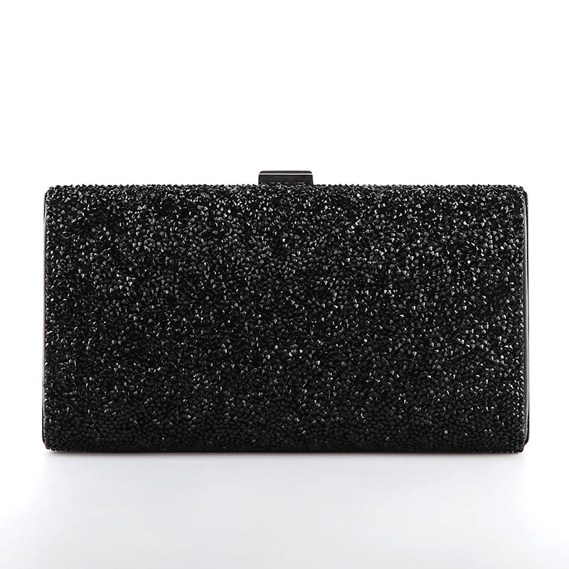 Women Evening Clutch Bag Diamond Sequin Wedding Clutch Purse and Handbag Party Banquet Black Gold Silver Two Chain Shoulder Bag
