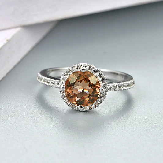 Silver Ring Women Fashion 2.3 Carats Created Diaspore S925 Wedding Band Color Change Stone