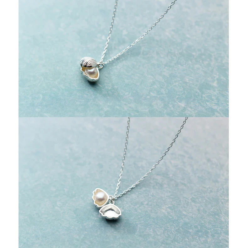 New Solid 925 Sterling Silver Natural Freshwater Pearl Shell Fashion Necklace Pendants For Women Classic Charm Jewelry