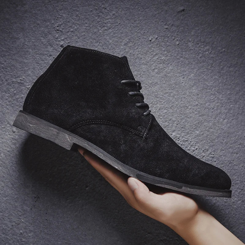 Chelsea Boots Men Spring Autumn Classic Casual Boots Male Fashion Shoes Men Lace-up Casual Botas Black Brand Men's Boots 658