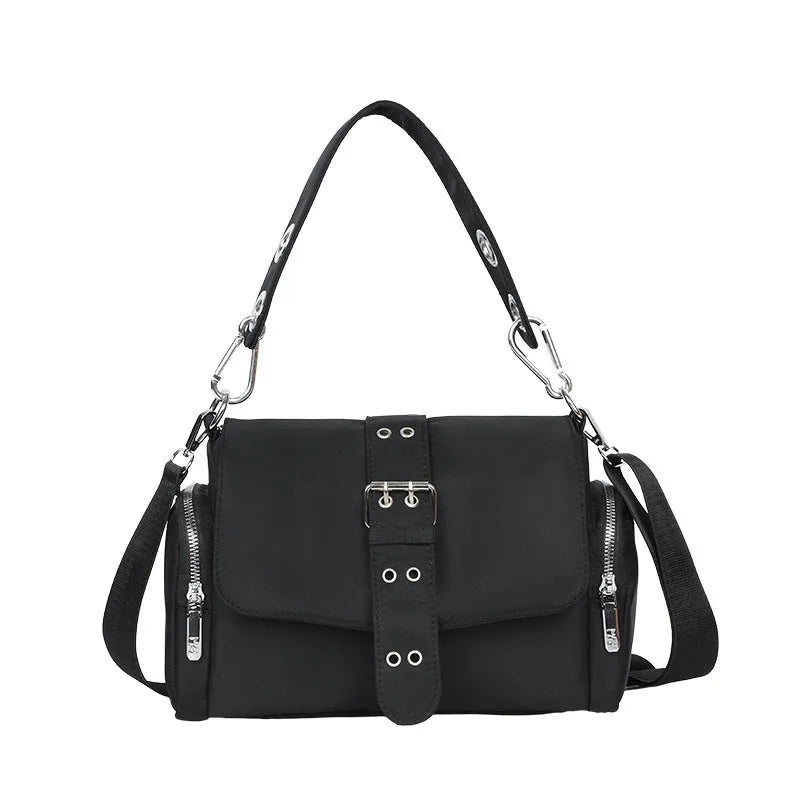 Nylon Women Shoulder Crossbody Bag Black Fashion Rivet Axillary Bags Brand Design Ladies Female Handbag Small Black Bolsa Femini
