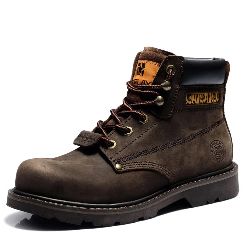 Men's Genuine Leather Boots Classic Outdoor Boots Casual Shoes Ankle Motorcycle Boots Antislip Comfy Shoes Western Style