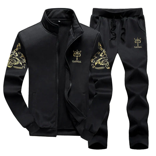Men Set Large Size 6XL 7XL 8XL 9XL Fashion 2025 Autumn Winter Homme Suit Sweatshirt Sweatpants Men's Set Male Tracksuit Jacket