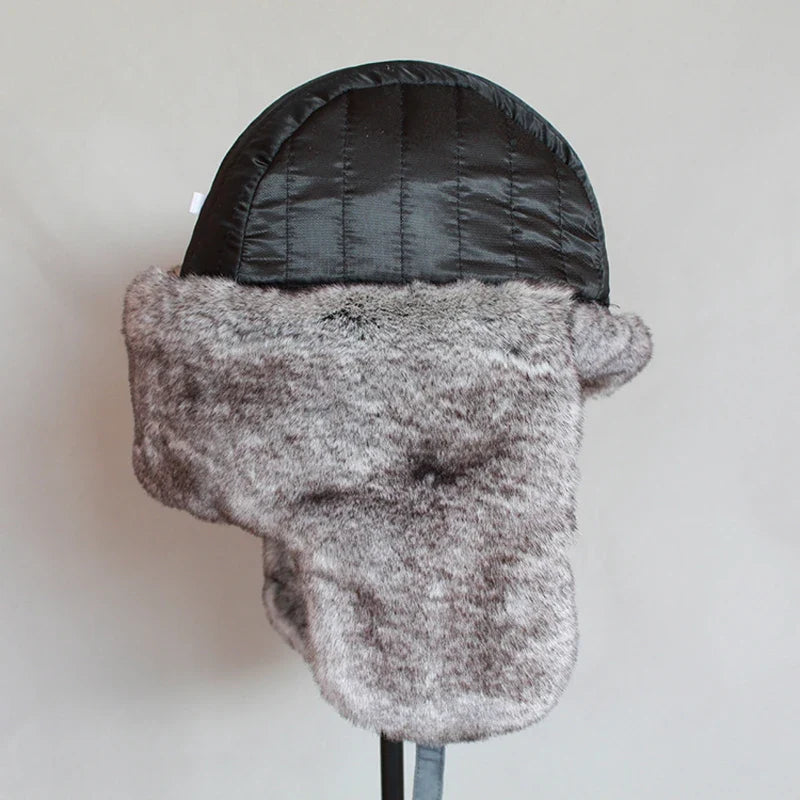 Men Russian Bomber Hat Winter Ushanka Trapper Hat With Earflaps Women Faux Fur Snow Caps