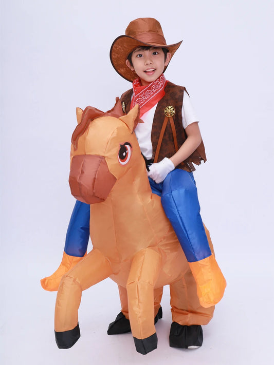 Kids Child Inflatable Horse Costume Girls Boys Funny Halloween Purim Party Inflated Garment Disfraces