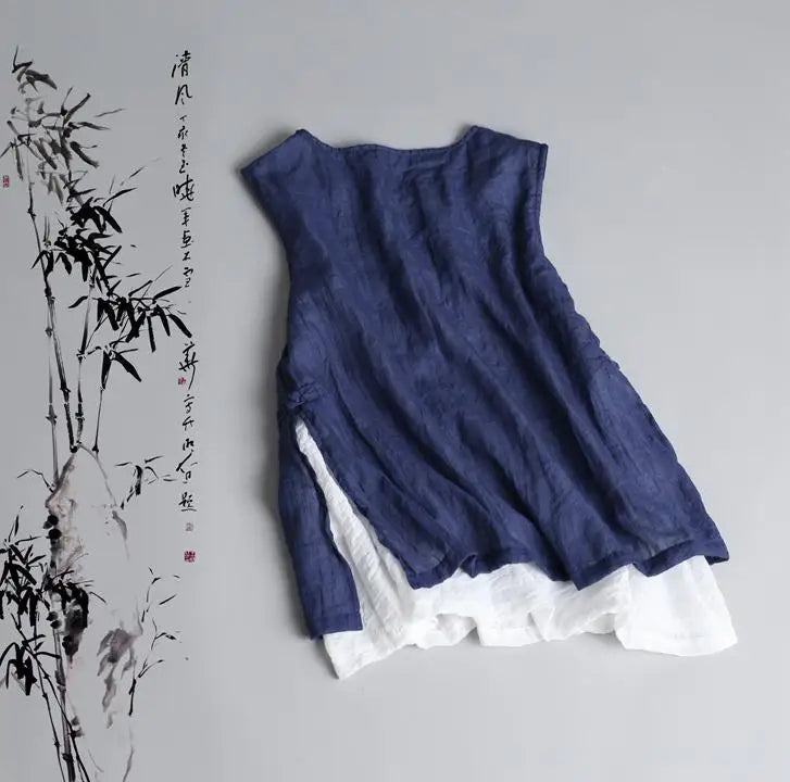 2020 Summer New Arts Style Women sleeveless Tank Tops cotton linen Casual White Top Femme Vintage Tank Top Size M-XXL S731