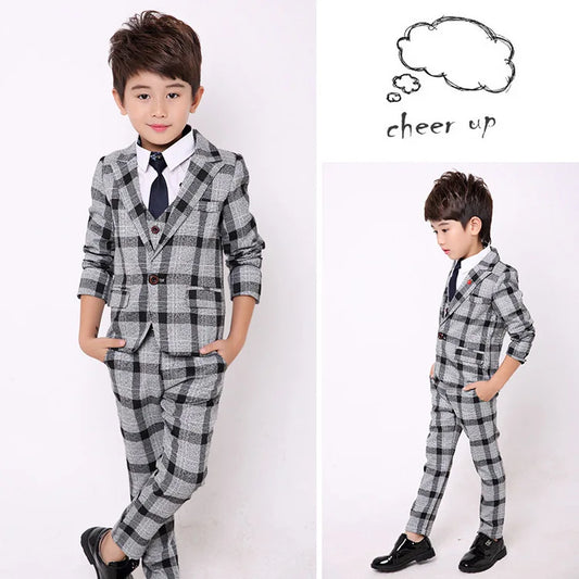 School uniform Dress for boys Formal Tuxedo Suits for Weddings Blazer Vest Pants Kids Gentleman Party Child Clothing Sets B043