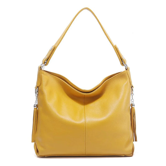 2026 New Fashion Soft Real Genuine Leather Tassel Women Handbag Elegant Ladies Hobo Shoulder Bag Messenger Purse Satchel