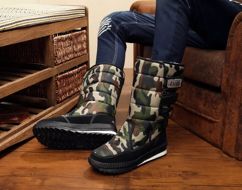 Men Boots Winter Waterproof Snow Shoes with Fur Plush Warm Men Snow Boots Spring Footwear Comfortable Adult Casual Shoes