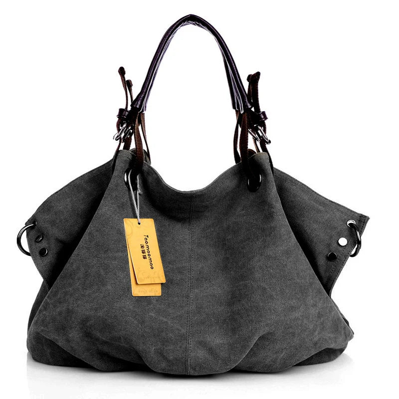 Women's Large Capacity Canvas Messenger Bag Fashion Casual Solid Crossbody Shoulder Tote Handbag Designer Female