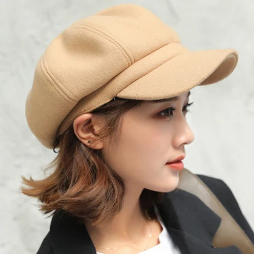 Beret Hat Autumn Winter Hats for Women Solid Plain Octagonal Cap Men Lady Casual Wool Hat Winter Beret Women Painter Cap