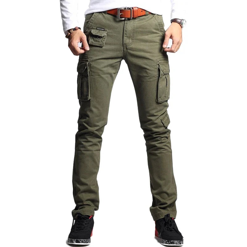 New Men Fashion Military Cargo Pants Slim Regualr Straight Fit Cotton Multi Color Camouflage Green Yellow Black Trousers
