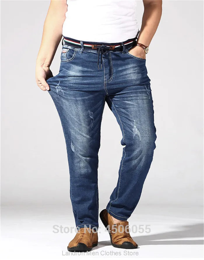 Distressed Extra Large Jeans For Men Stretch Denim Trousers 6XL 7XL 8XL Big Plus Size Mens Ripped Pants 160KG Male Elastic Jean