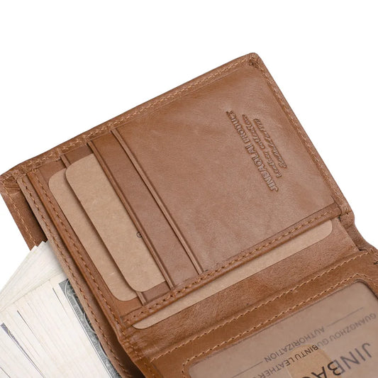 Portefeuilles en cuir de vache véritable pour hommes Porte-cartes Compartiment à billets Portefeuilles courts Marque vintage Sacs à main de haute qualité pour hommes