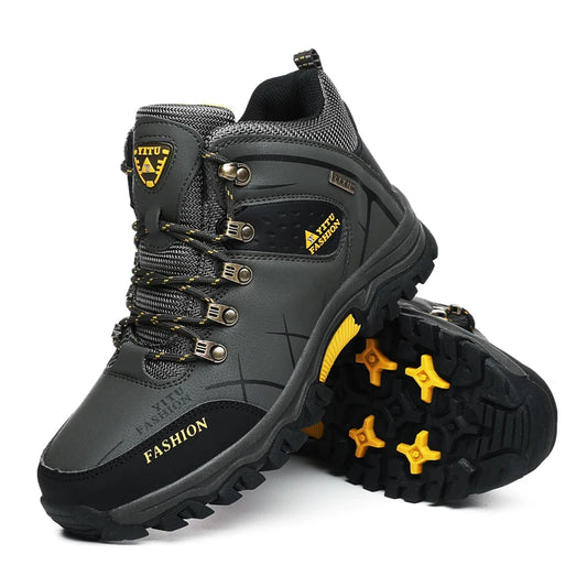 Brand Men Winter Snow Boots Waterproof Leather Sneakers Super Warm Men's Boots Outdoor Male Hiking Boots Work Shoes Size 39-47
