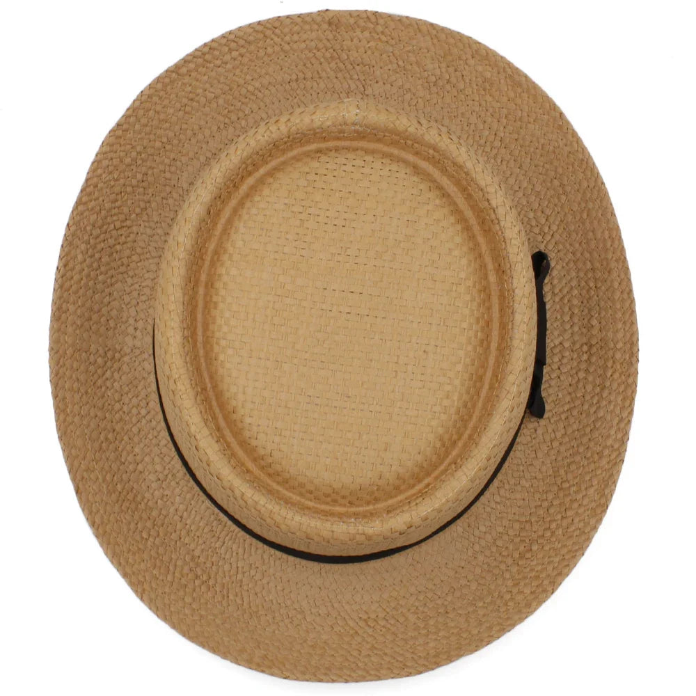 Larger Size US 7 1/2 UK XL Men Women Classical Straw Pork Pie Hats Fedora Sunhats Trilby Caps Summer Boater Beach Travel Party