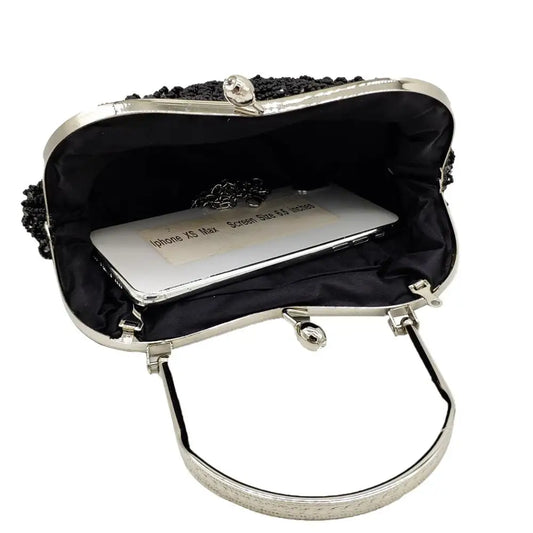 Elegant Frame Women Formal Beaded Evening Purses and Handbags Bridal Sequins Clutch Bag Cocktail Party Bag