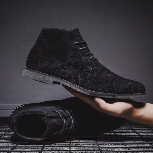 Chelsea Boots Men Spring Autumn Classic Casual Boots Male Fashion Shoes Men Lace-up Casual Botas Black Brand Men's Boots 658