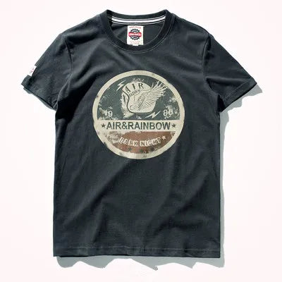 Summer New Short Sleeve O-neck Printed T-shirt Men's Fashion 100% Cotton Washed Old Loose Brushed Fabric Large Size Casual Tops