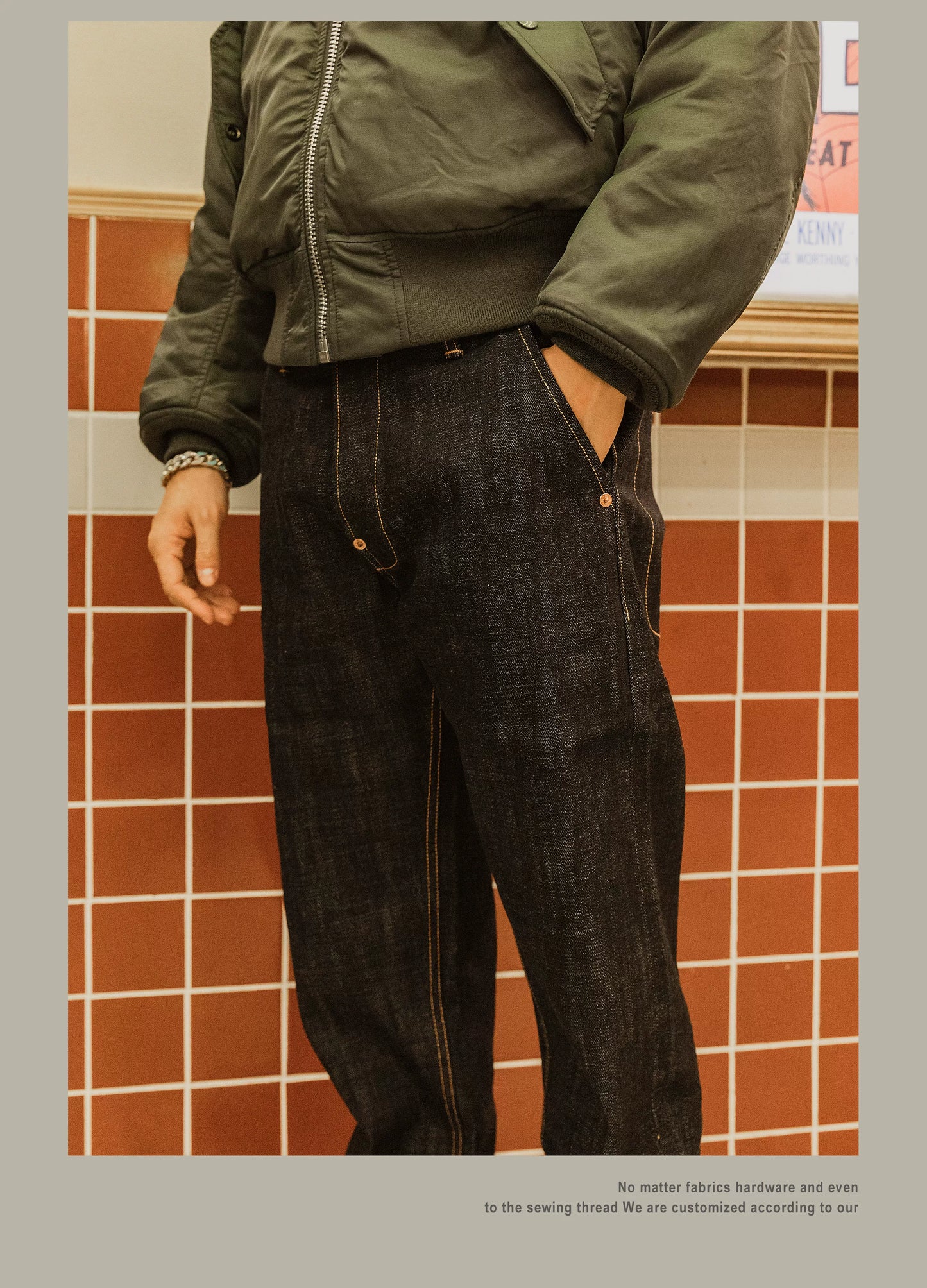 Heavy Weight 18oz Indigo Selvage Unwashed Pants Unsanforised Thick High Waist Raw Denim Jean