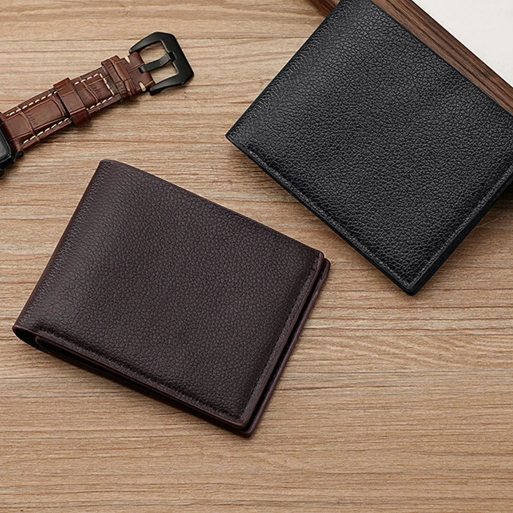 Portable Super Slim Soft Wallet Men's Frosted Leather Wallet PU Mini Credit Card Multi-Slot Coin Pocket Thin Small Short Wallets