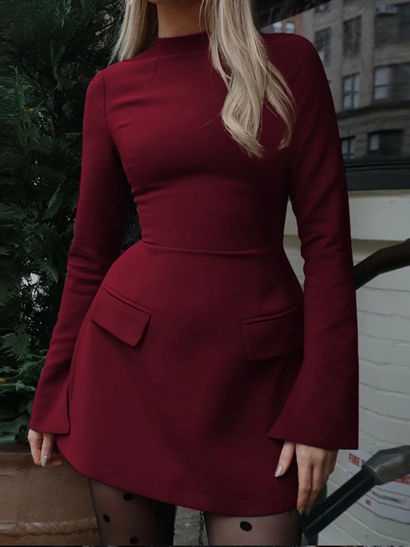 Long Sleeves Zipper Bodycon Mini Dress With Pocket Solid Elegant Outfit Office Streetwear Women’S Autumn Winter Clothes
