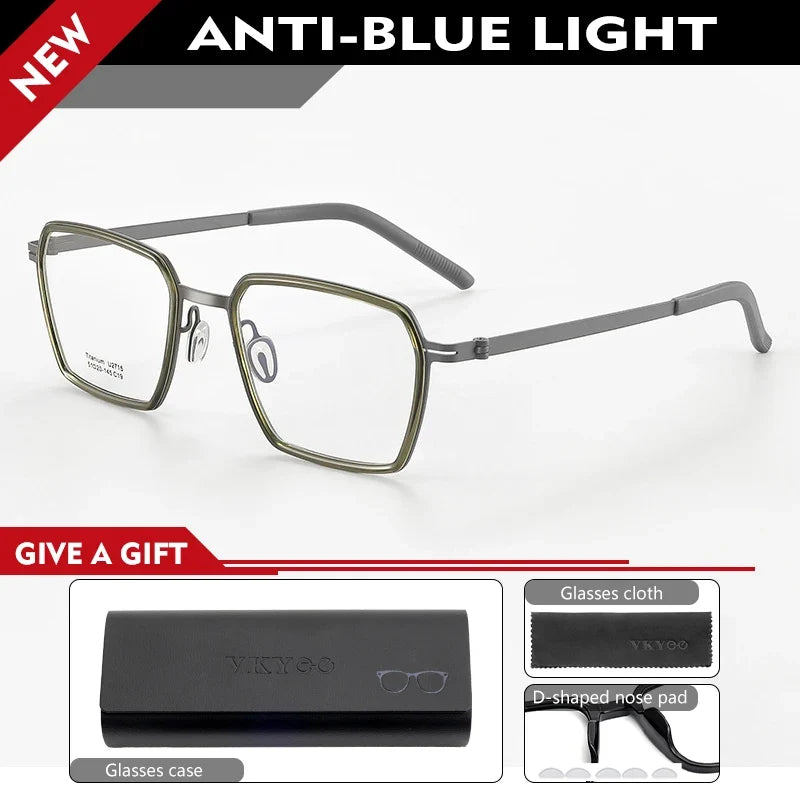 Simple Geometric Polygon Fashion Pure Titanium Vintage Design Blue Light Protection Glasses Customizable Prescription 2715