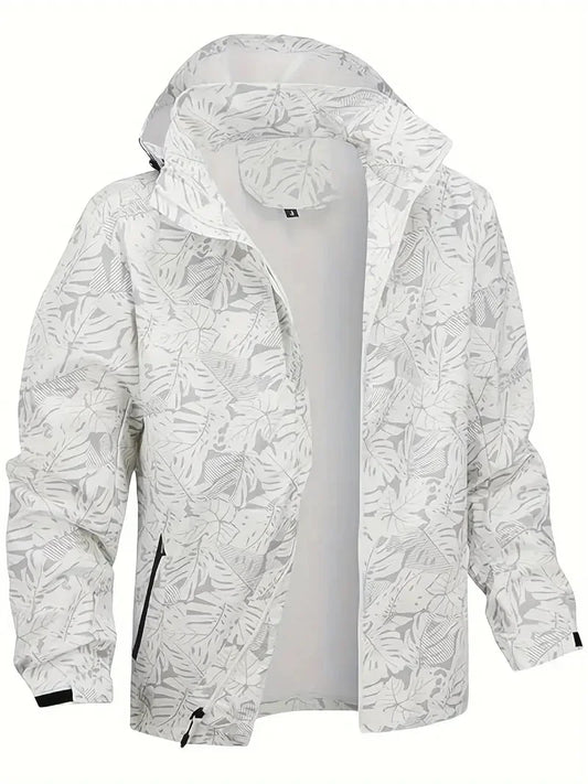 Men's Casual Lightweight Waterproof Windbreaker Jacket, Full Zip Up Hooded Shell Outdoor Hiking Coat For Autumn Size