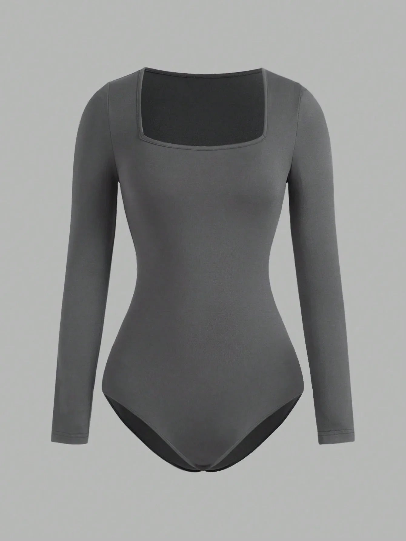 Women's Solid color Square Neck Open Crotch One-Piece Bodysuit Long Sleeved Body Lady Streetwear Female Warm Clothing
