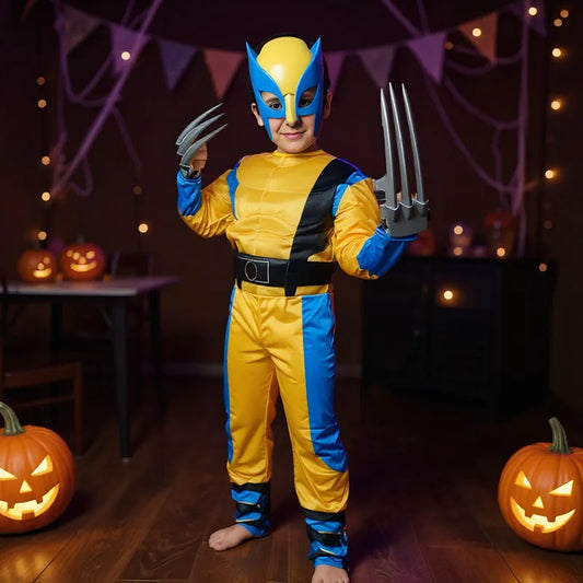Boy's Costume Movie Superhero Jumpsuit School Performance Outfit Halloween Mask Performance Costume Party Prop Gift