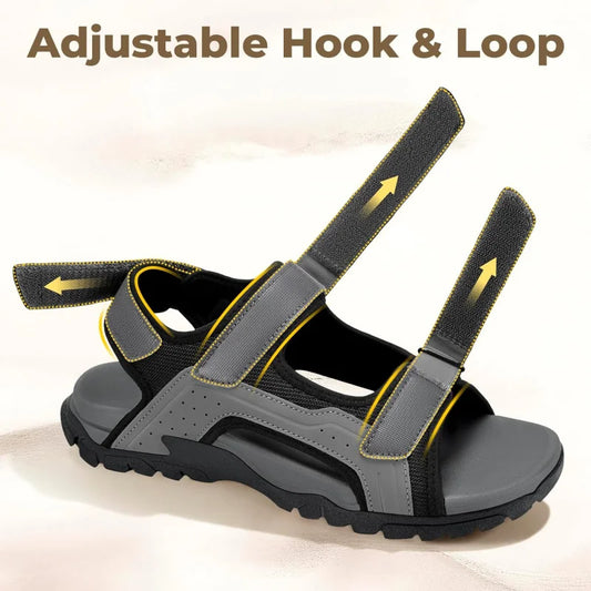 FitVille Mens Sandal Wide Toe Box Walking Athletic Sandals For Men With Arch Support Cushion Slip-Resistant Beach Sandals