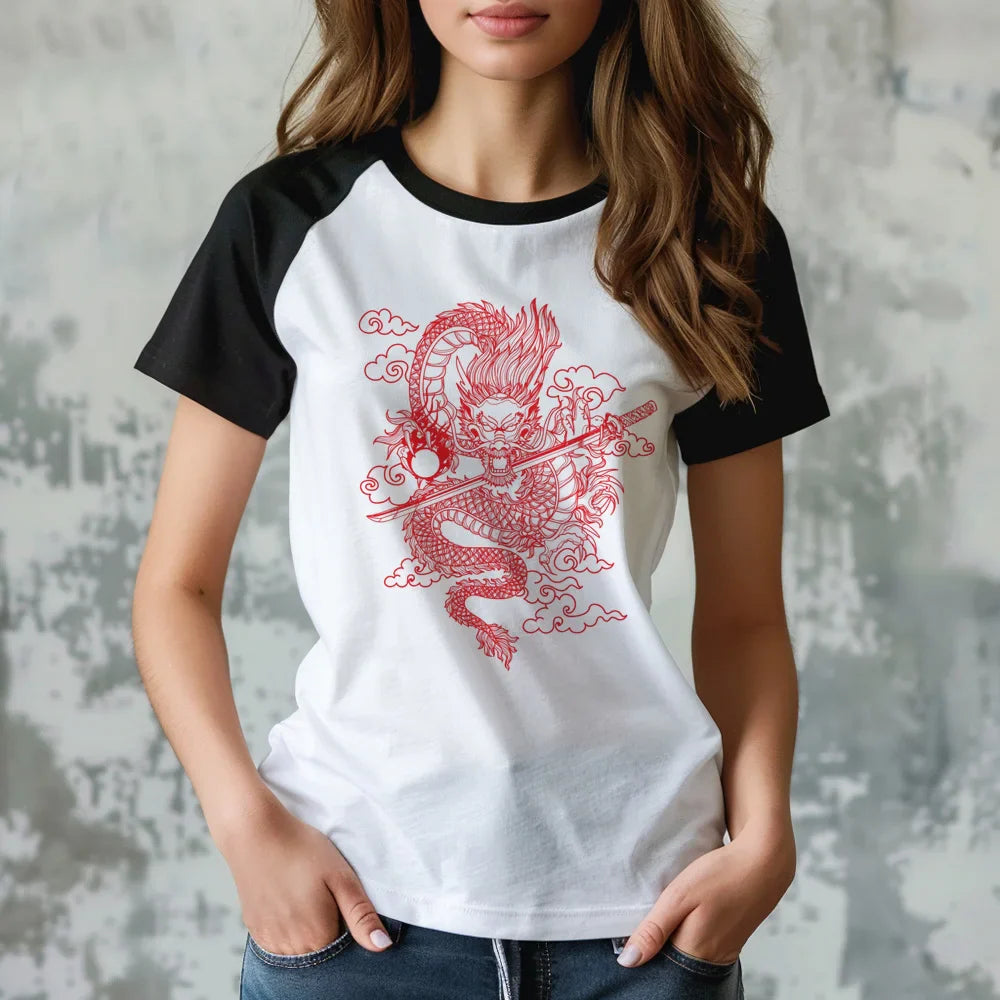Dragon tshirt women graphic streetwear designer t shirt girl Japanese y2k clothing