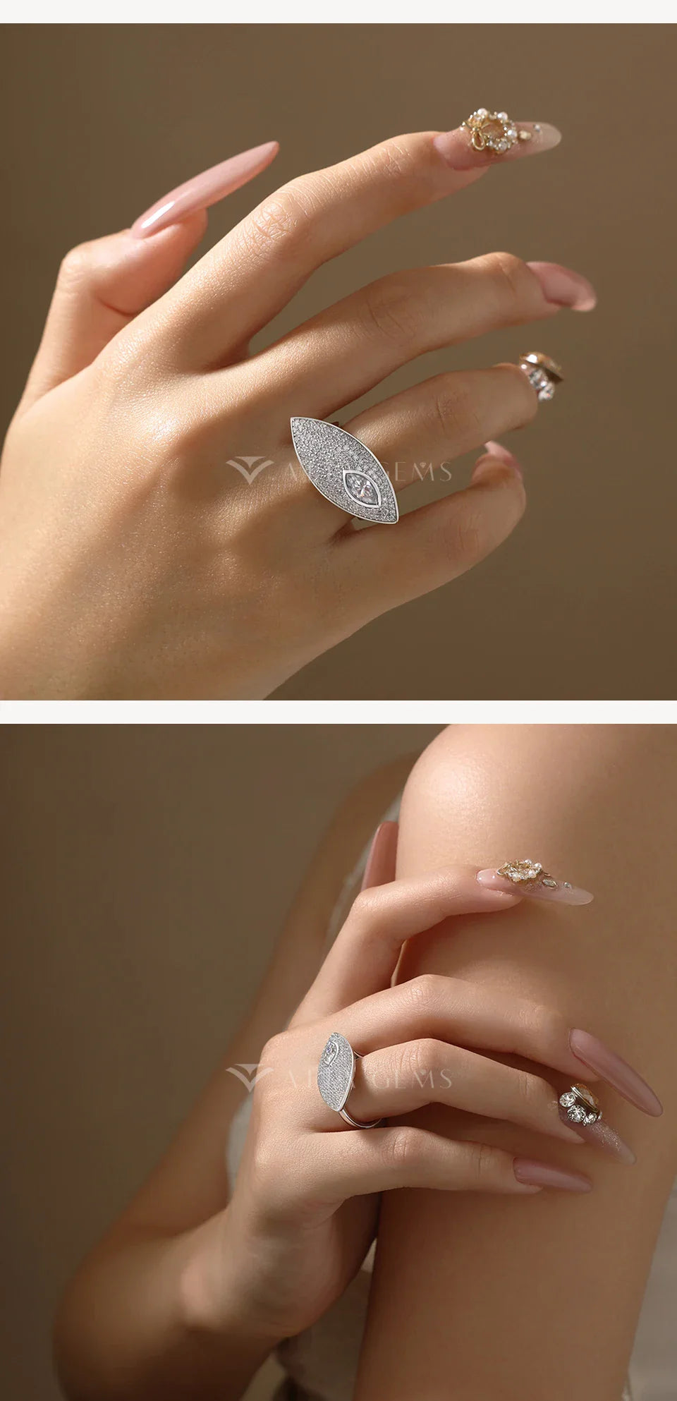Horse's Eye Elegant Moissanite Ring for Women D VVS1 Marquise Cut 0.5CT 925 Silver Band Luxury Rings Wedding Party Gift