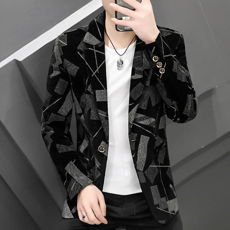 Blazer New Men's Fashion Business Corduroy Gentleman Fit Shopping Outdoor Performance Wedding Banquet Casual Blazer