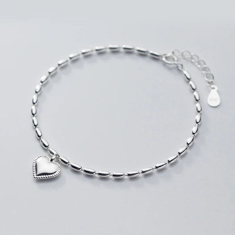 Hight Quality 100% 925 Sterling Silver Heart Bracelet for Women Adjustable Geometric Oval Link Chain Fine Jewelry Bijoux